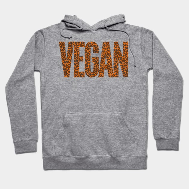 Vegan Word Art T-Shirt | Bright Orange Animal Print Letters #3 Hoodie by Sorry Frog